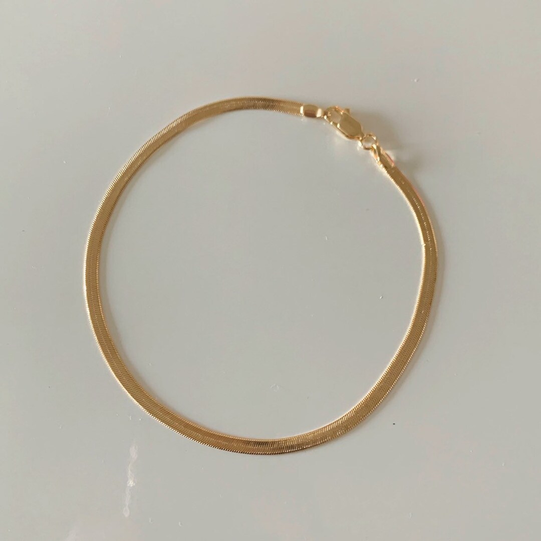 Herringbone Anklet Gold Filled Anklet Delicate Anklet Gold Etsy