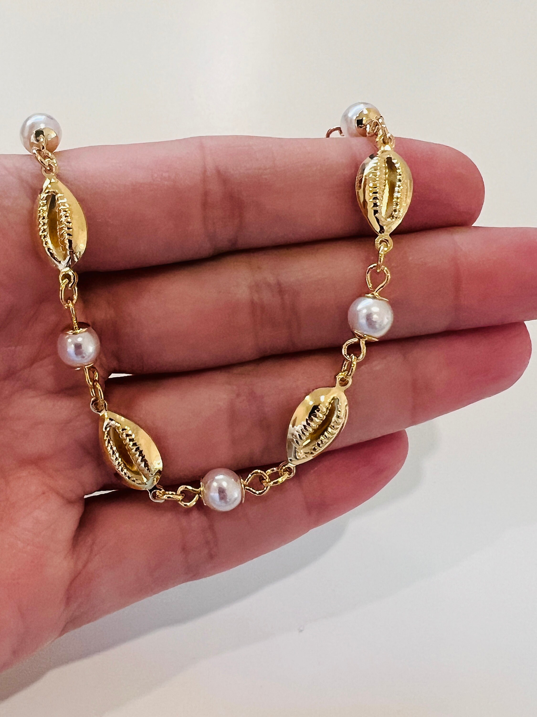 Puka shell bracelet gold sale