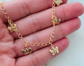 Gold Filled Anklet, Butterfly Anklet, Butterfly Jewelry, Gold Anklet, Ankle Bracelet, Anklet, Chain Anklet,Beach Anklet, Gold Ankle Bracelet