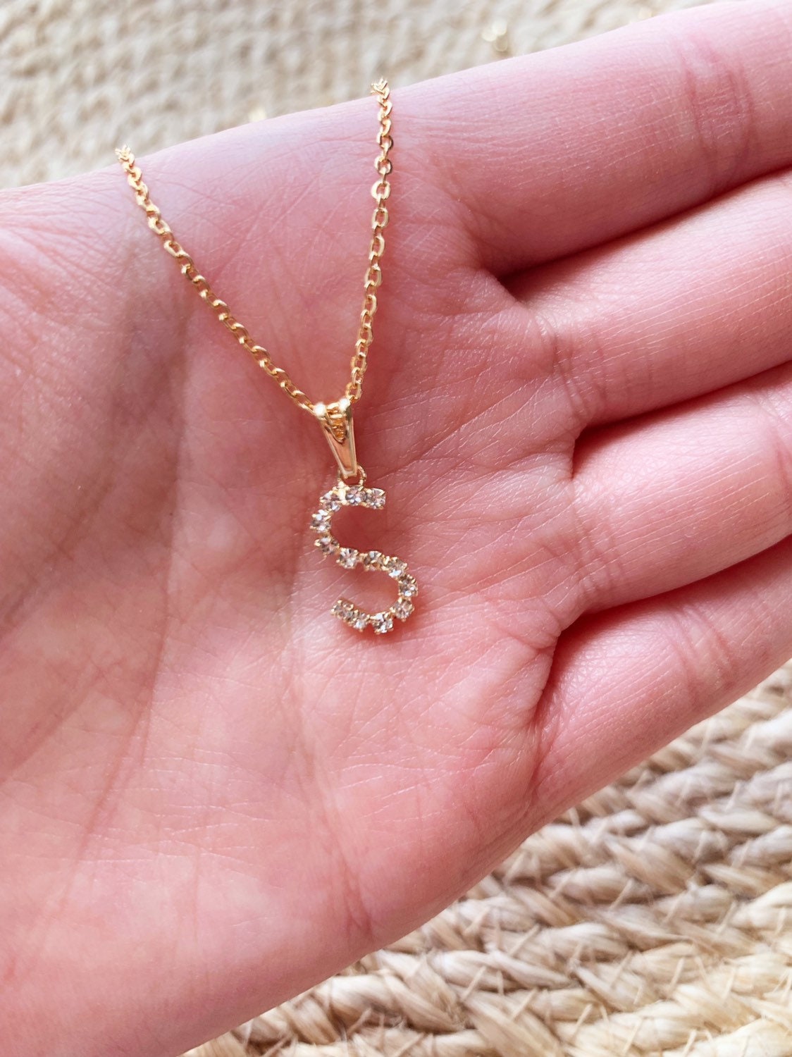 Figaro Necklace Personalize Jewelry Gold Filled Initial Necklace Personalized Gift, Figaro Chain Letter Necklace CZ Initial Necklace