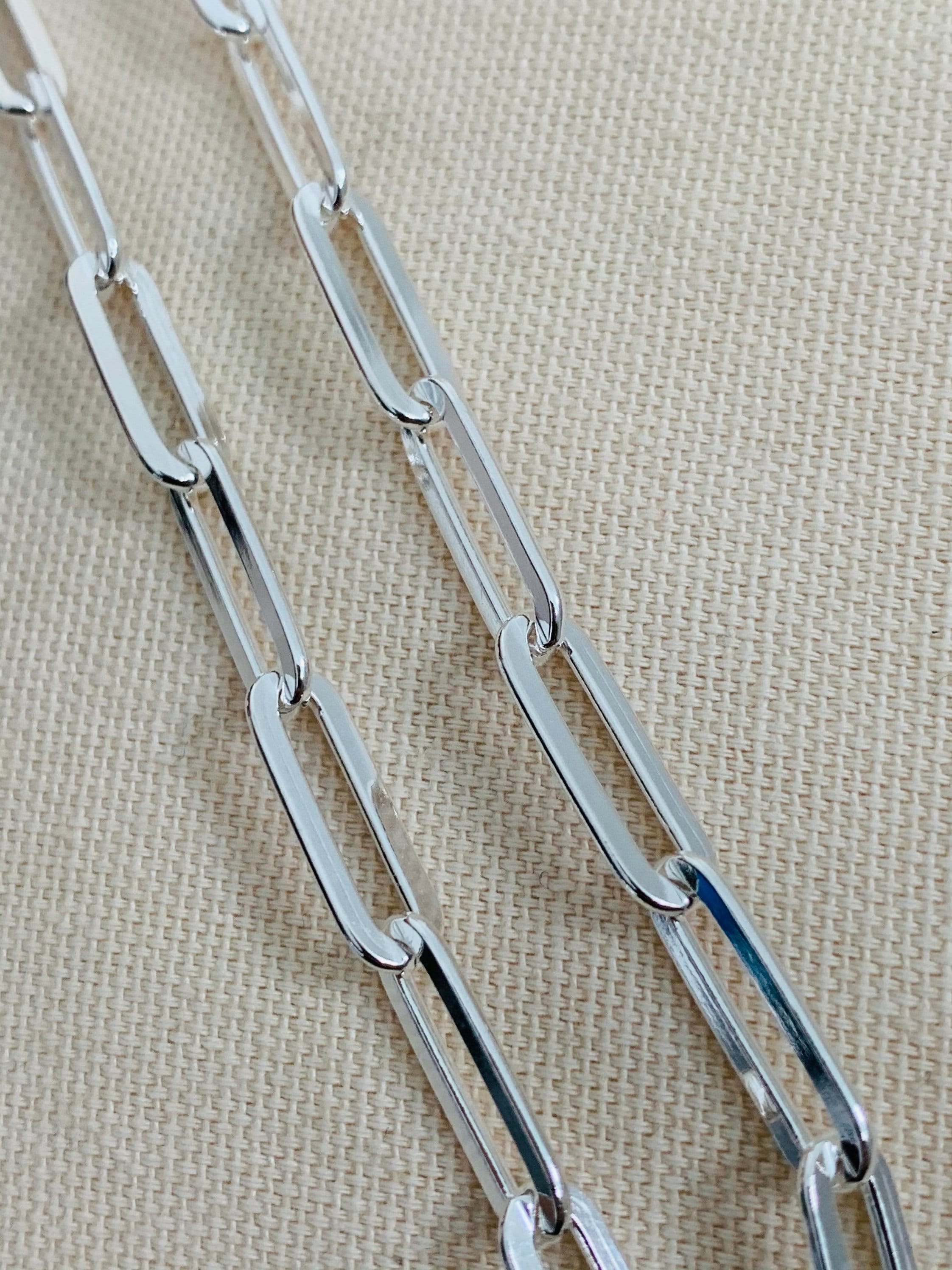 Women's Chain Paper Link Chain Sterling Silver Necklace Etsy UK