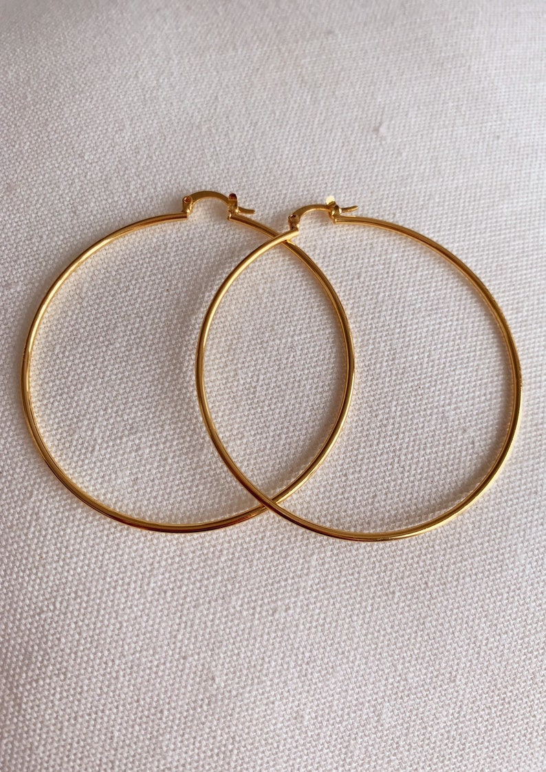 Thin Gold Hoop Earrings Large Hoop Earrings Gold Filled Etsy