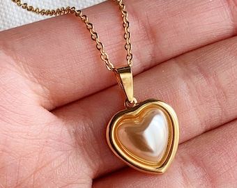 Pearl Heart Necklace Pearl Necklace 