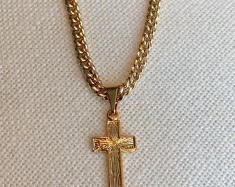 Men's Chain Cross Necklace Curb Chain 