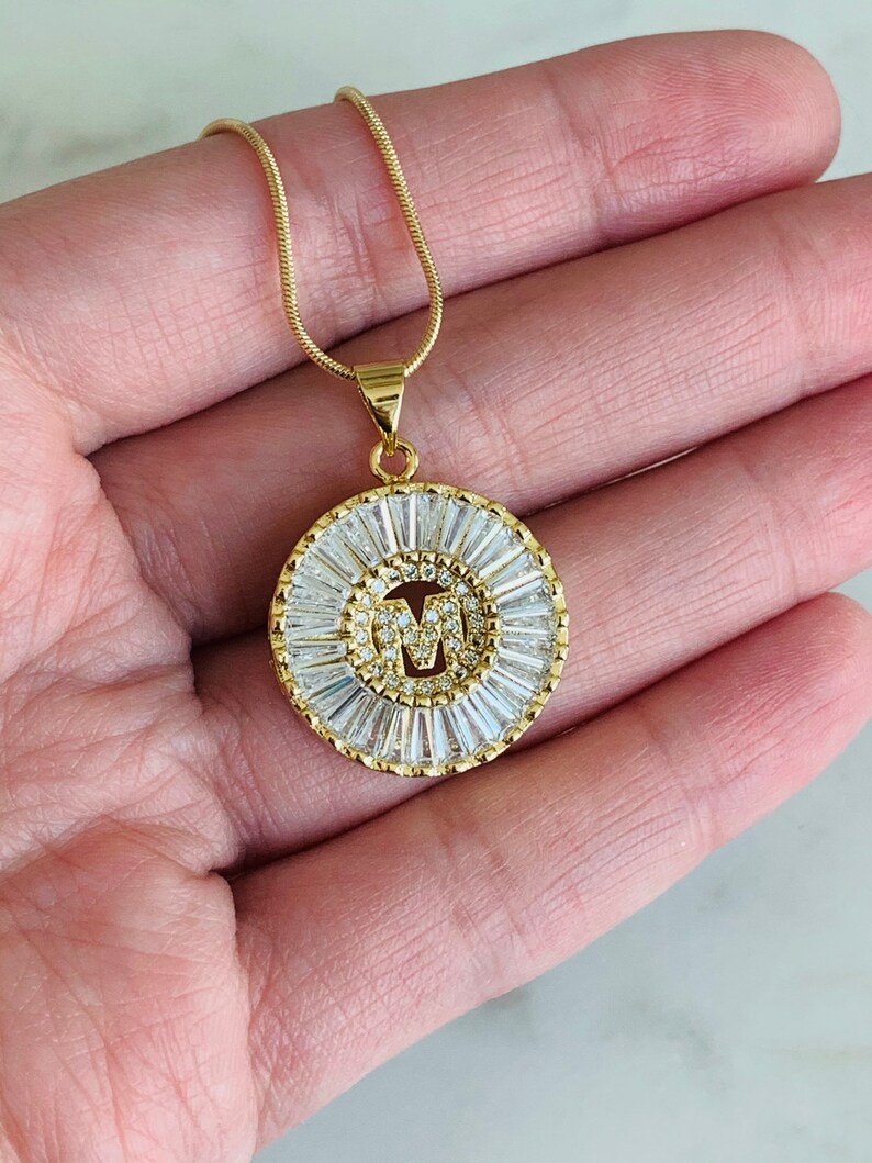 Figaro Necklace Personalize Jewelry Gold Filled Initial Necklace Personalized Gift, Figaro Chain Letter Necklace CZ Initial Necklace