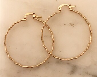 Thin Gold Hoop earrings, Hoop earrings, Gold Filled Ridged Hoop Earrings, Minimalist Jewelry, Gold Filled Earrings, Simple Hoop Earrings