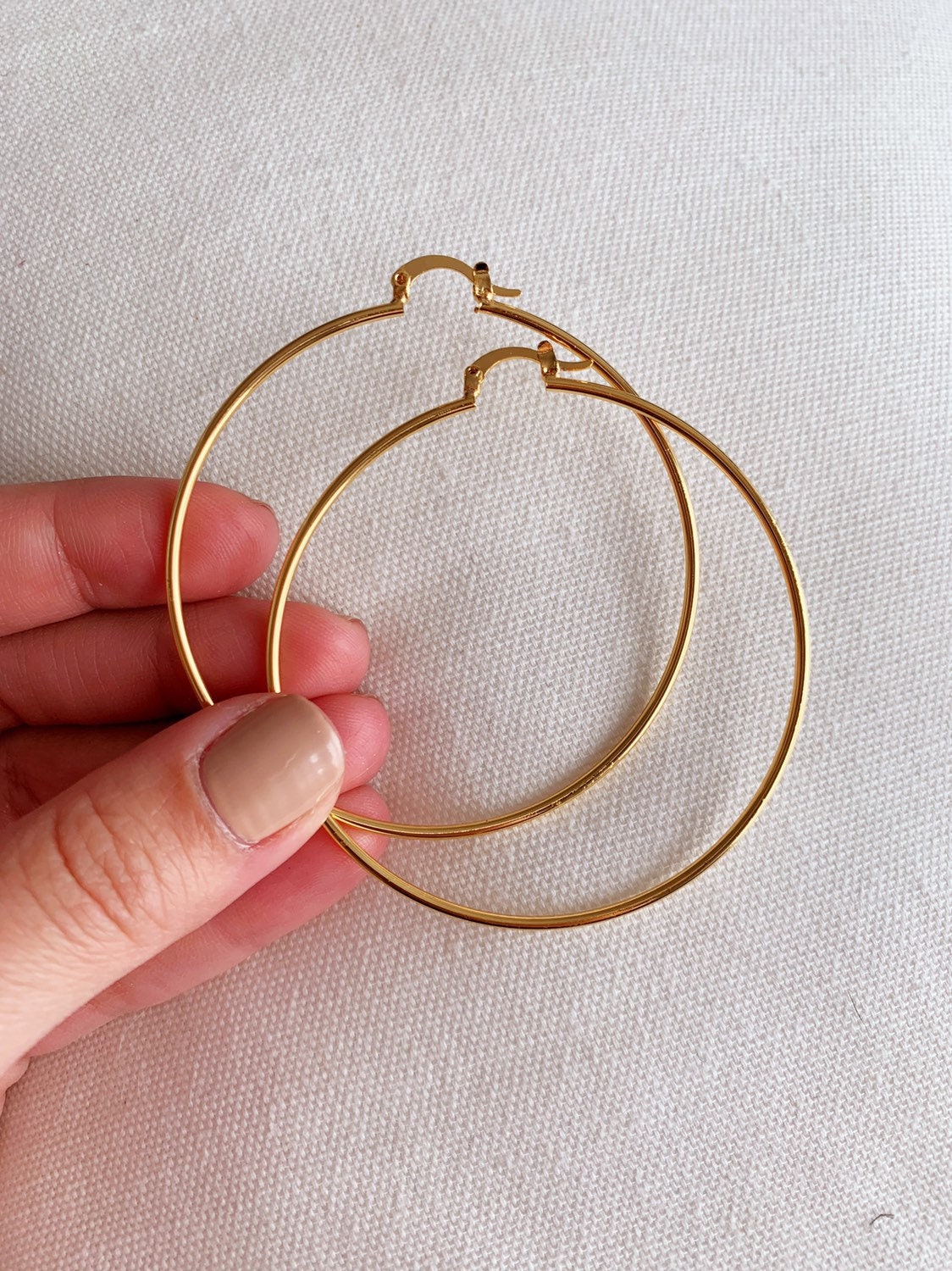Thin Gold Hoop Earrings Large Hoop Earrings Gold Filled Etsy