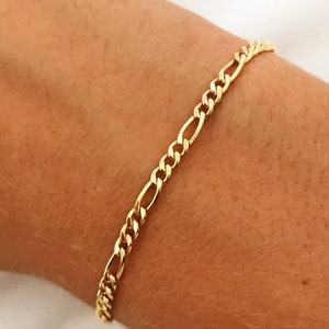 Gold Filled Figaro Bracelet, Gold Layering Bracelet, Gold Chain Bracelet, Figaro Bracelet 18kt, Dainty Chain Bracelet, Gift for Her