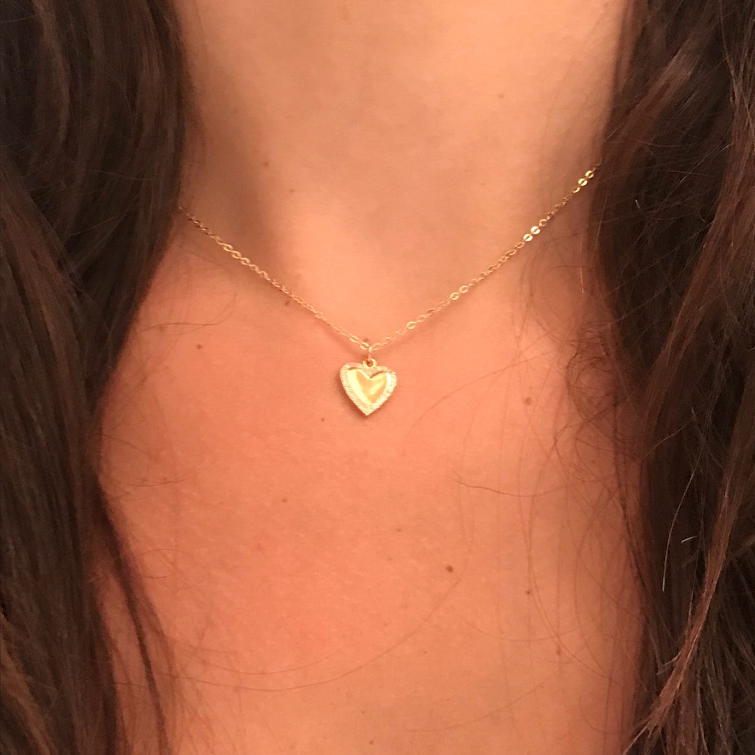 Heart Necklace Dainty Heart Necklace Dainty Heart Pendant Etsy