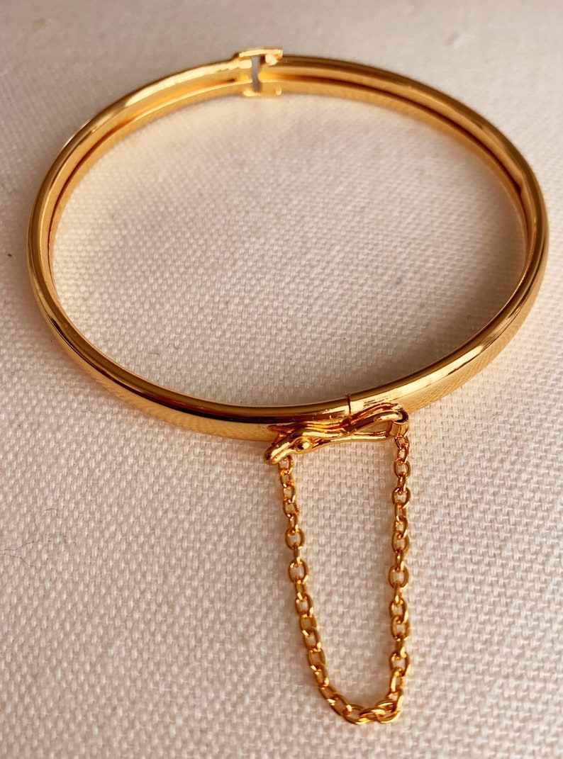 Gold Filled Bangle Bangle With Chain Link Gold Dainty Etsy Norway