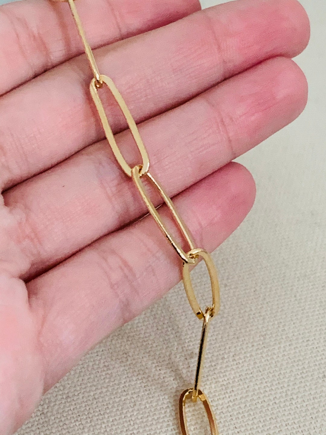 18kt Gold Filled Bracelet Paper Clip Bracelet Chain Etsy