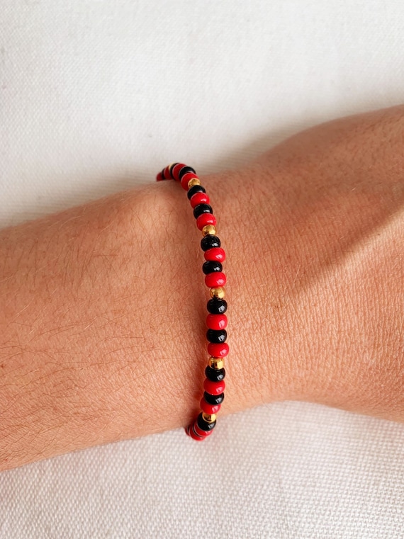 Elegua Bracelet Red Black Beaded Bracelet Protection Bracelet