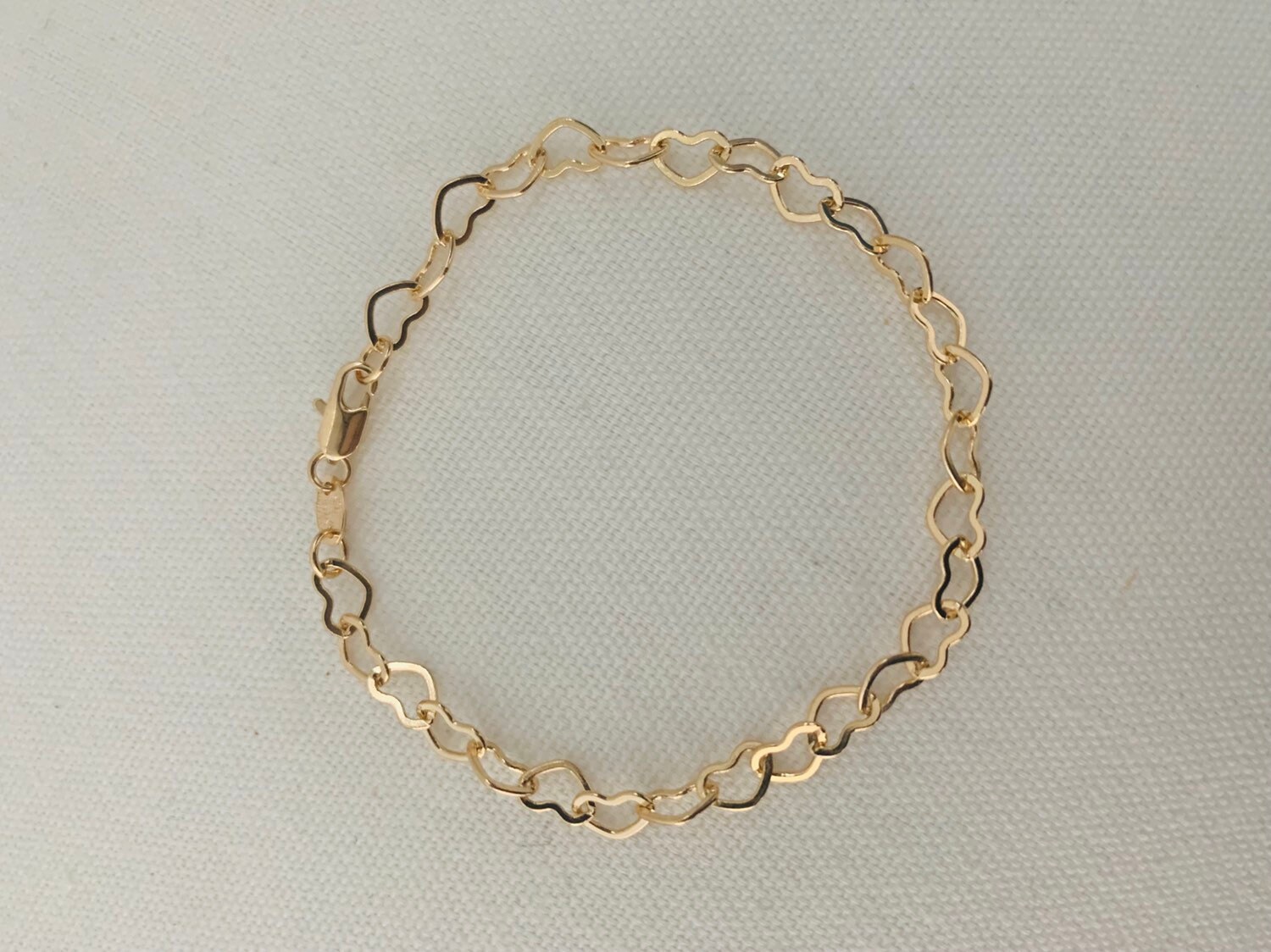 Gold Filled Bracelet Heart Link Bracelet Gold Bracelet | Etsy