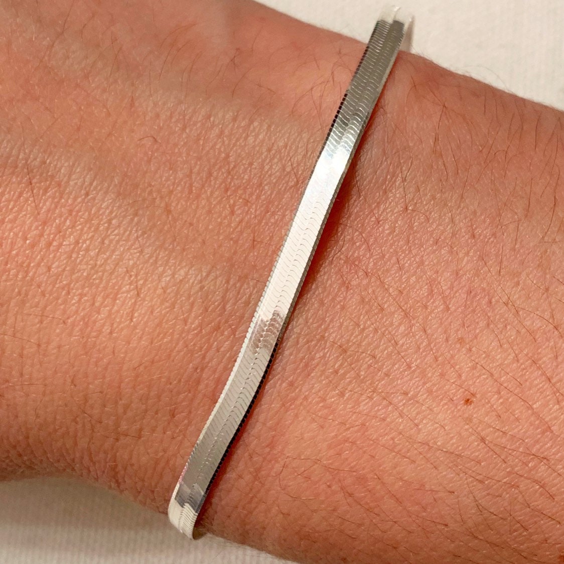 Sterling Silver Herringbone Slim Bracelet