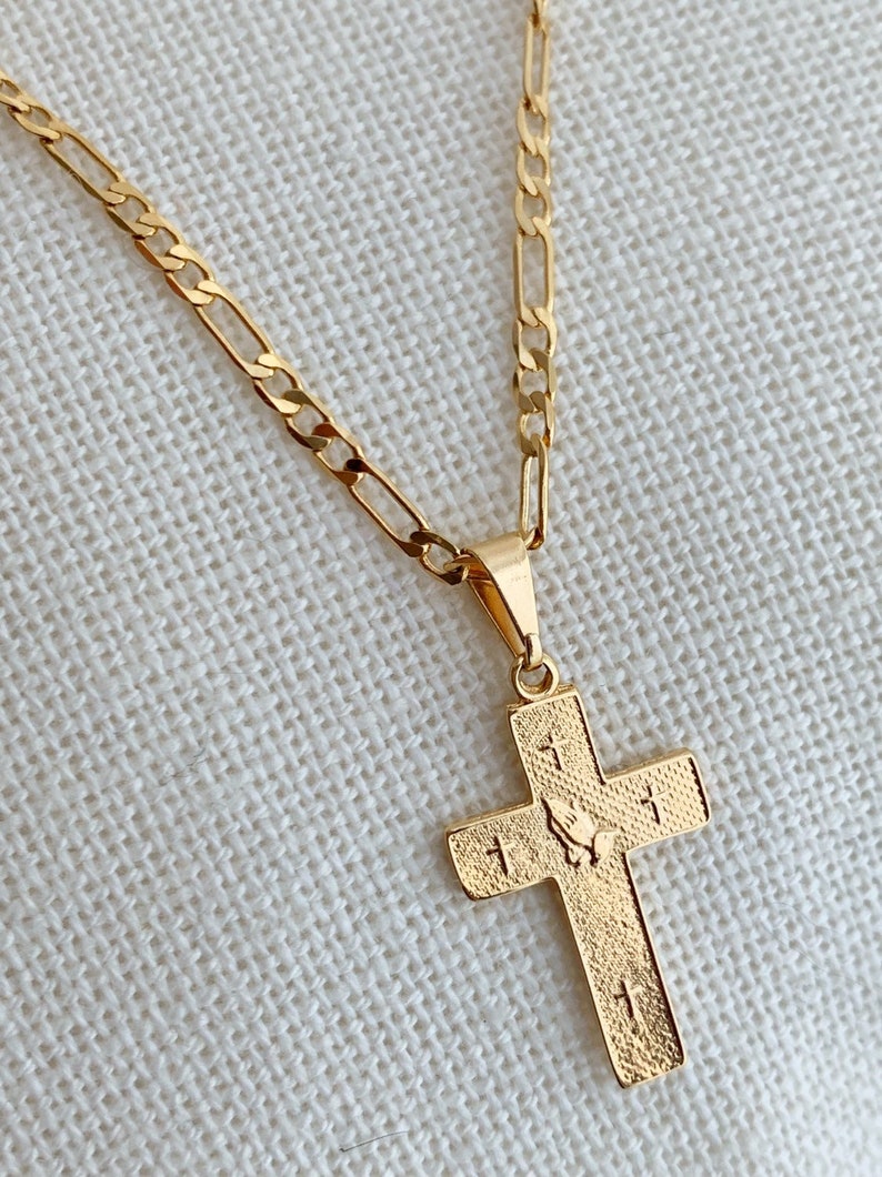 Cross Necklace Figaro Chain Gold Filled Necklace Necklace | Etsy