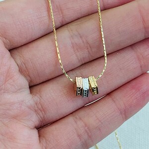 Gold Filled Tricolor Charm Pendant, Gold Filled Necklace, Layering Necklace, Charm Necklace, Gold Filled Jewelry, Gold Filled Chains