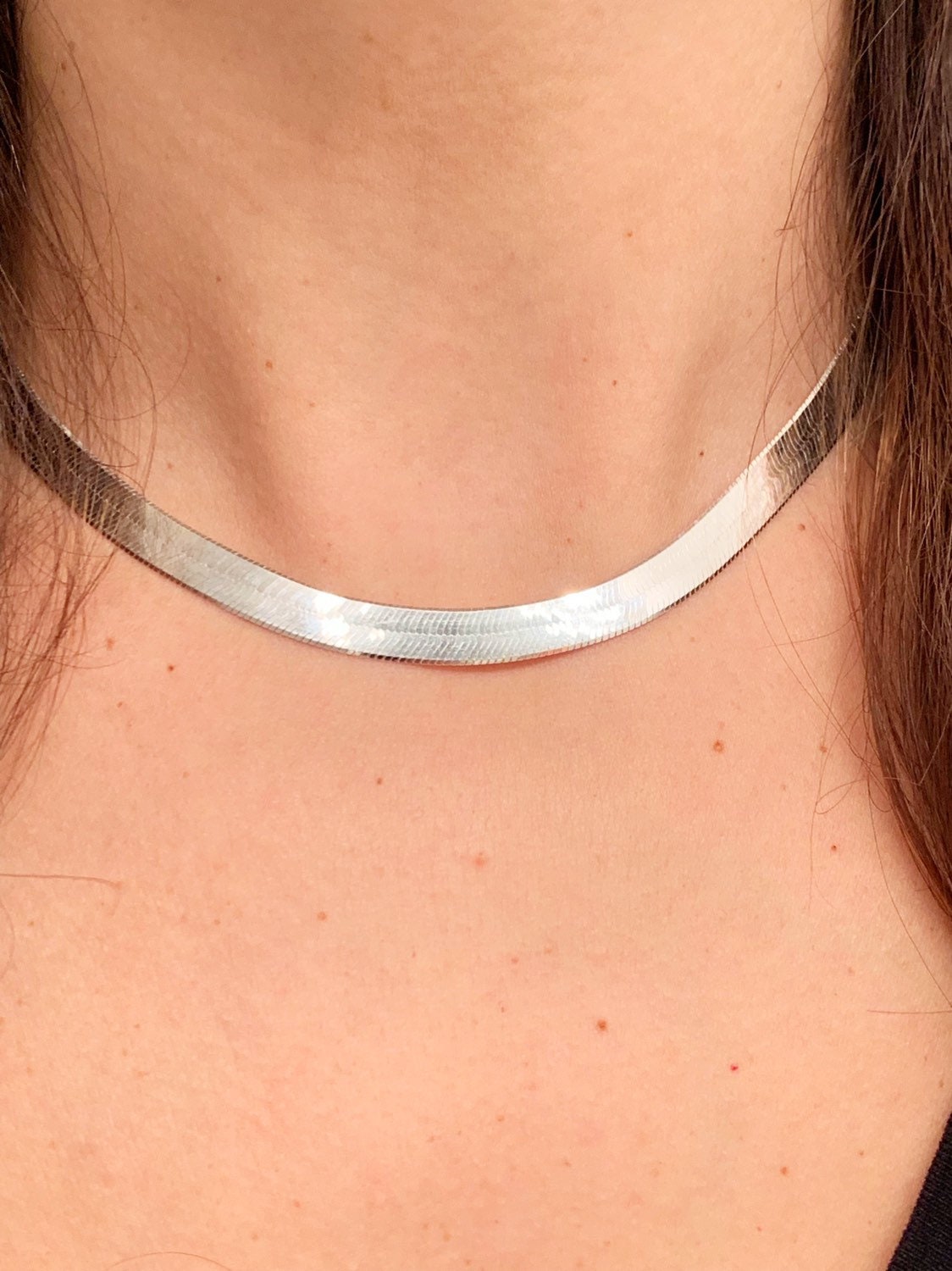 Sterling silver herringbone choker necklace deals