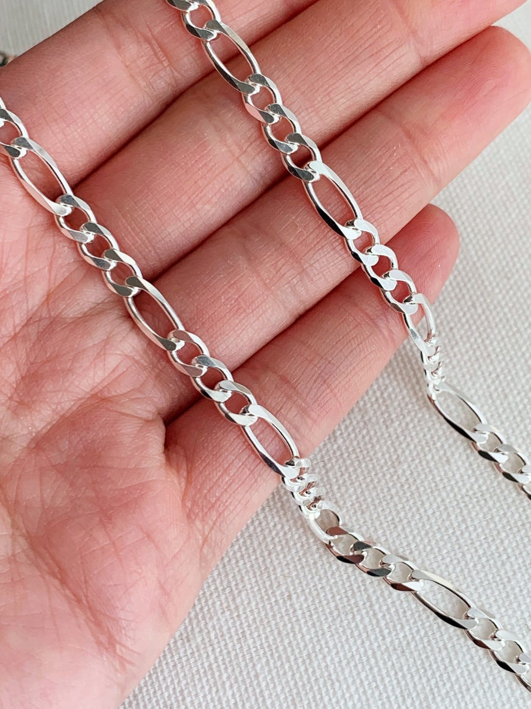 Men's Chain, Figaro Chain, Sterling Silver Necklace, Mens Jewelry, Mens