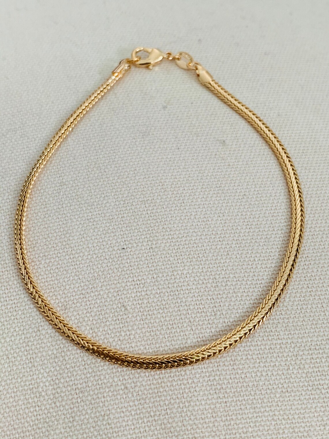 Herringbone Textured Anklet Gold Filled Anklet Delicate Etsy