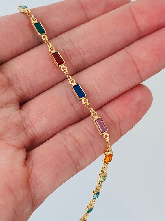 Gold Filled Gemstone Chain Bracelet 