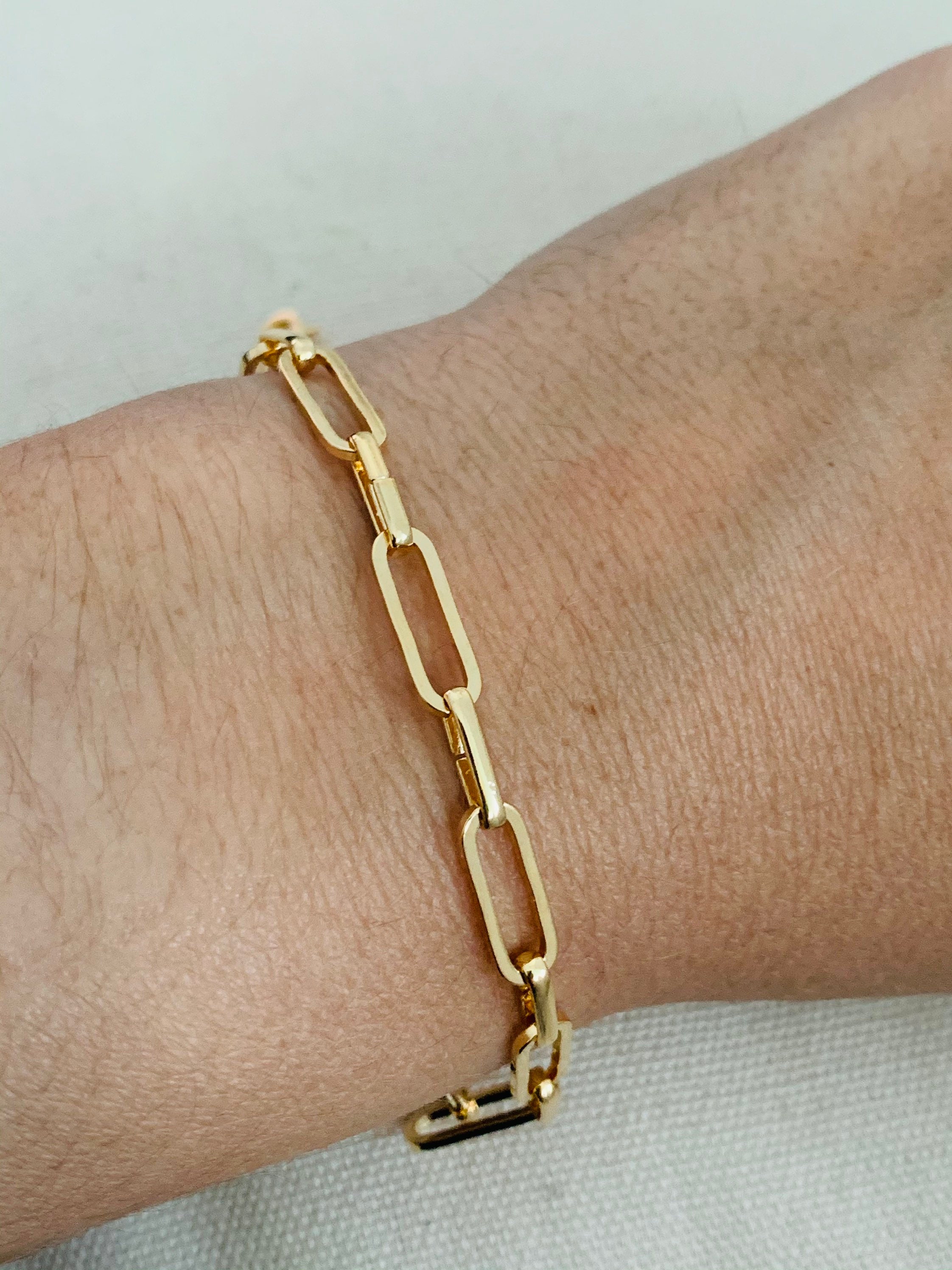 18kt Gold Filled Bracelet Paper Clip Bracelet Chain Etsy