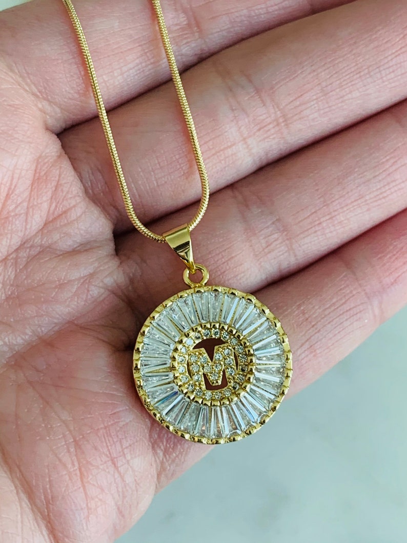 Figaro Necklace Personalize Jewelry Gold Filled Initial Necklace Personalized Gift, Figaro Chain Letter Necklace CZ Initial Necklace
