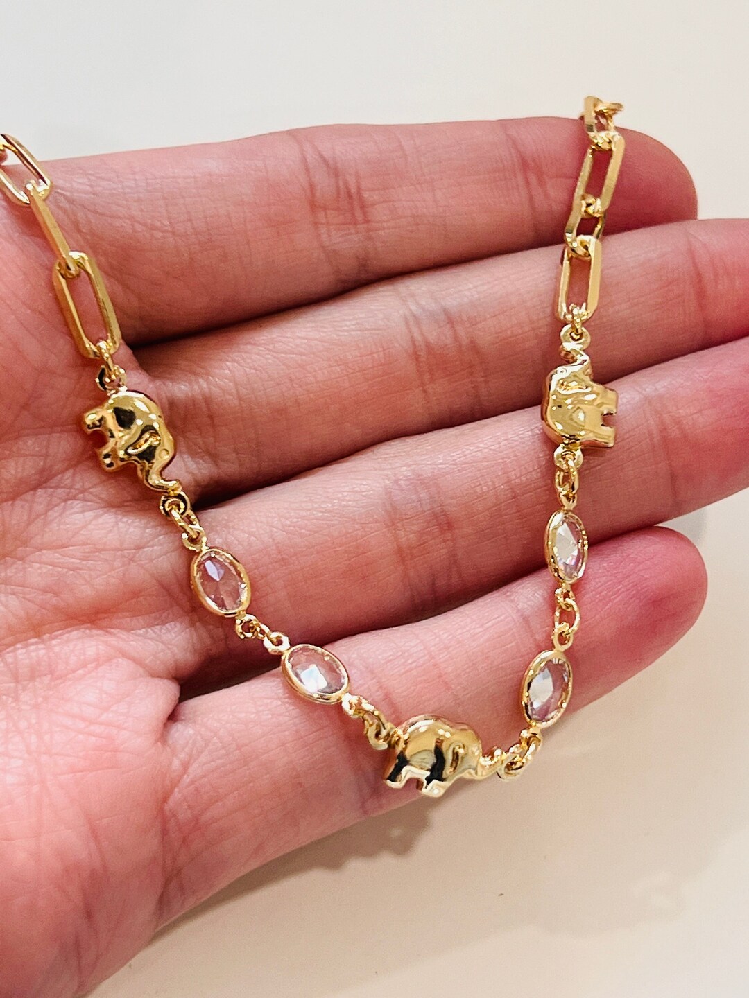 Gold Filled Paperclip Bracelet Elephant Bracelet Gold Etsy