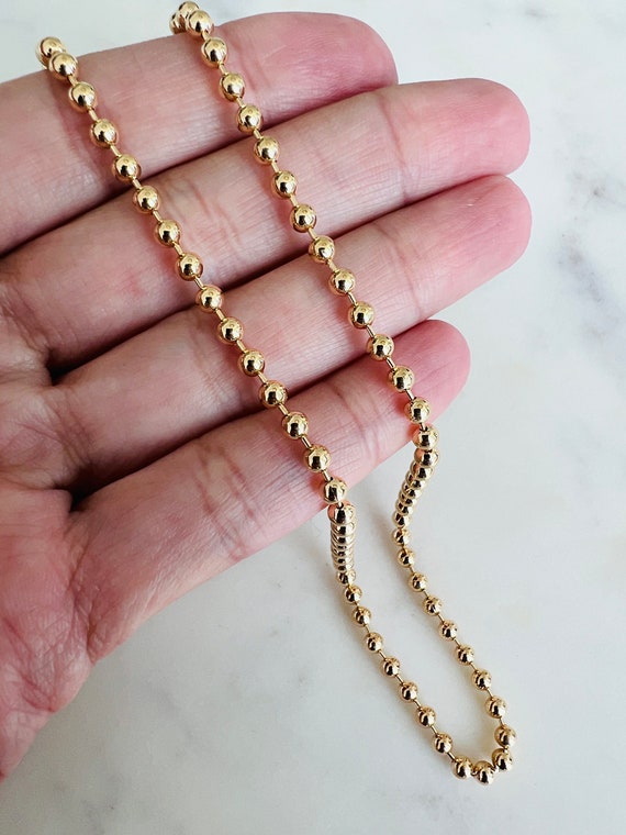 Mens Chain, Military Chain, Gold Filled Chain, Gold Filled Mens Chain, Gold  Ball Chain, Ball Chain, Chain for Pendant, Mens Jewelry, Chains 