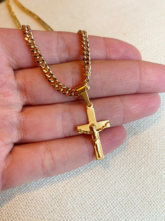 Men's Chain Cross Necklace Curb Chain 