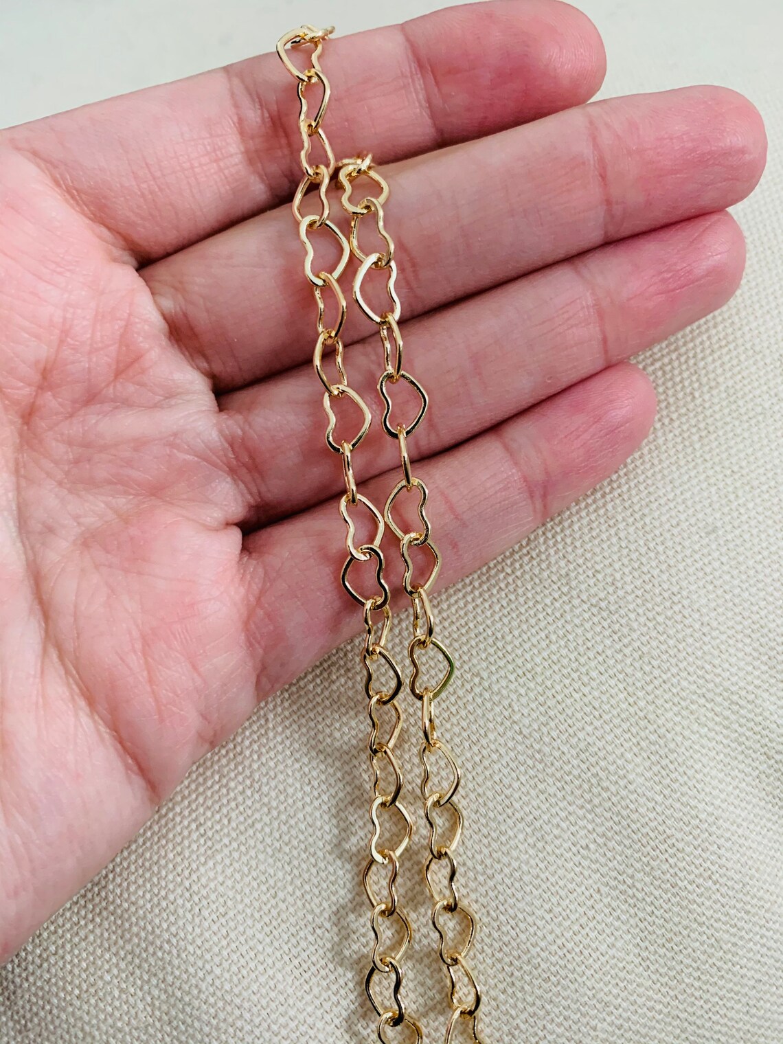 Gold Filled Heart Necklace Heart Link Chain Gold Filled Etsy