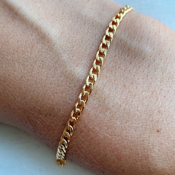 Gold Filled Curb Chain Bracelet, Gold Layering Bracelet, Gold Chain Bracelet, Curb Chain Bracelet 18kt, Dainty Chain Bracelet, Gift for Her