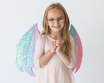 Pastel Neon Rainbow Dragon Wings, costume wings, Halloween Costume, cosplay wings, festival wear, rave wear, cosplay dragon, pretend play