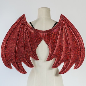 Metallic Red Dragon Wings, Costume wings, Halloween costume, wire free, kids dress up wings, pretend play, Smaug costume, cosplay devil