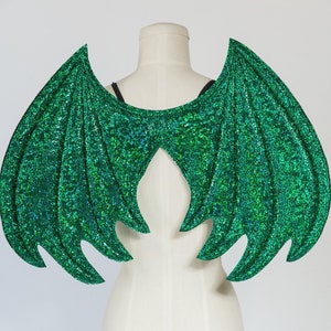 Green Dragon Wings, Textured Metallic green,  wire free,  costume wings, cosplay dragon, Halloween costume, cosplay wings, photography prop