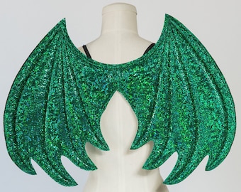 Metallic Green Dragon Wings: Wire-Free Costume Cosplay