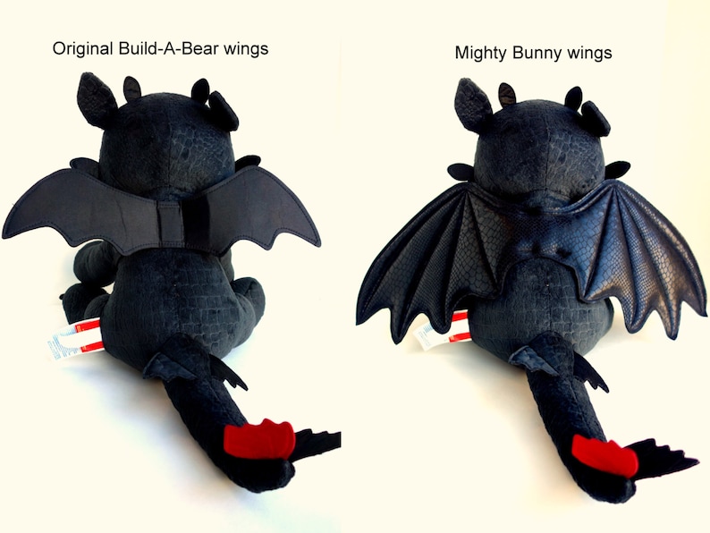 Toy Dragon Wings, Upgraded wings for Build-a-bear Toothless plush, Light fury wings, Night fury wings Black wings