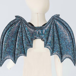 Mini Bat Wings, costume wings, Halloween costume, vampire costume, gray holographic wings, succubus, cosplay bat wings, demon wings