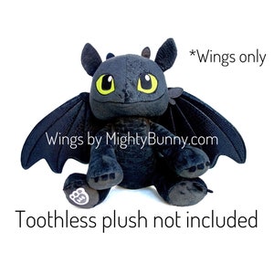 Toy Dragon Wings, Upgraded wings for Build-a-bear Toothless plush, Light fury wings, Night fury wings image 1