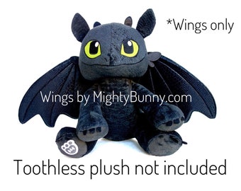 Toy Dragon Wings, Upgraded wings for Build-a-bear Toothless plush, Light fury wings, Night fury wings