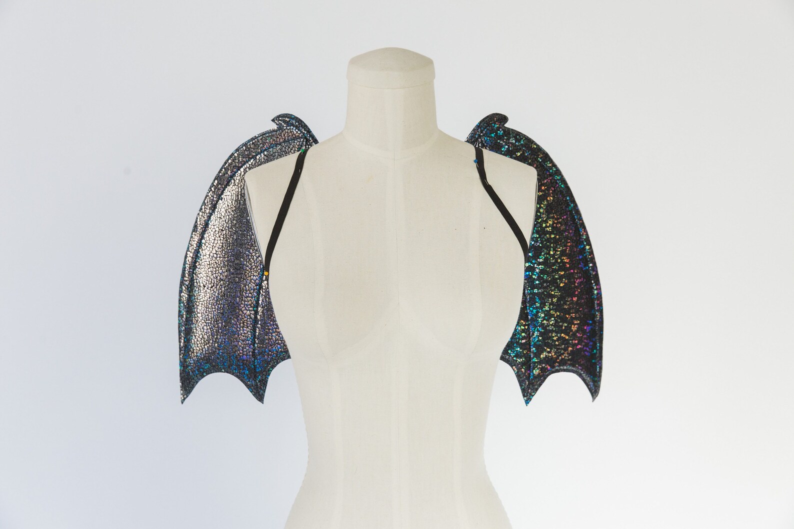 Gray Holographic Demon Wings Costume Wings Halloween Etsy