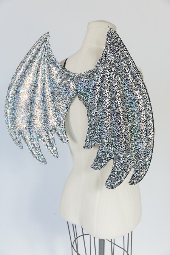 wings final all うちわ Silver Dragon Wings, Wireless Costume Wings, Halloween