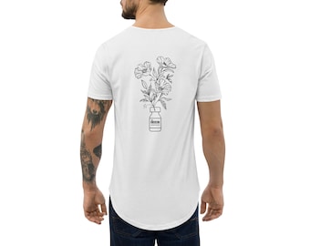 インスリンとポピーのカーブドヘムTシャツ、自己免疫疾患の戦士、1型糖尿病