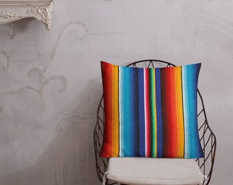 Striped Mexican Style Serape Premium Pillow