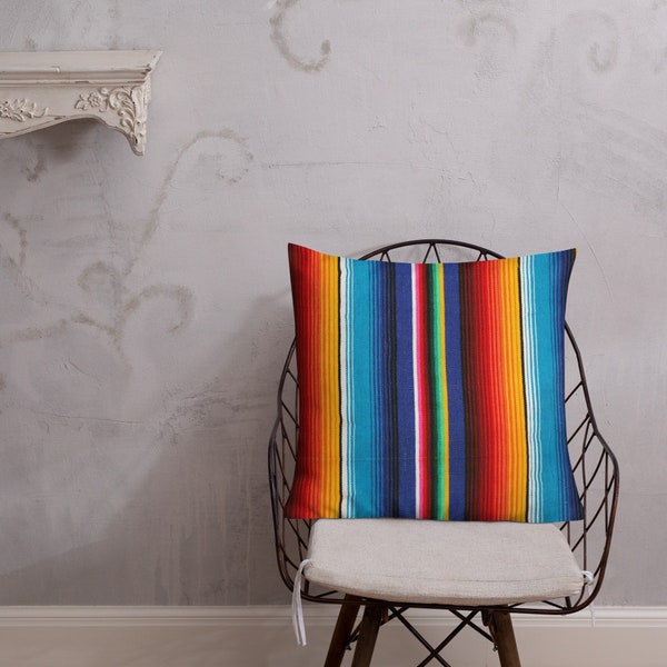 Striped Mexican Style Serape Premium Pillow