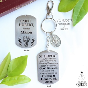 St Hubert Keychain | Personalized Engraved Patron Saint of Hunters