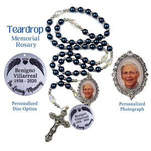 Memorial Rosary | Custom Rosary | Personalized Rosary | Engraved Rosary | Funeral Gift | Teardrop Bead | Loss Gift | Picture Rosary | Loss