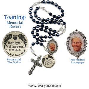 Memorial Rosary | Custom Rosary | Personalized Rosary | Engraved Rosary | Funeral Gift | Teardrop Bead | Loss Gift | Picture Rosary | Loss