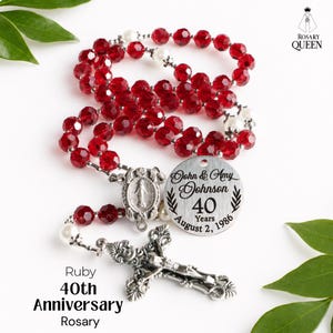 Personalized Ruby Red Crystal Rosary | 40th Anniversary Gift
