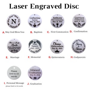 Engraved Disc | Custom Disc | Personalized Charm | Memorial | First Communion | Baptism | Confirmation | Quinceanera | Wedding | 32mm Disc