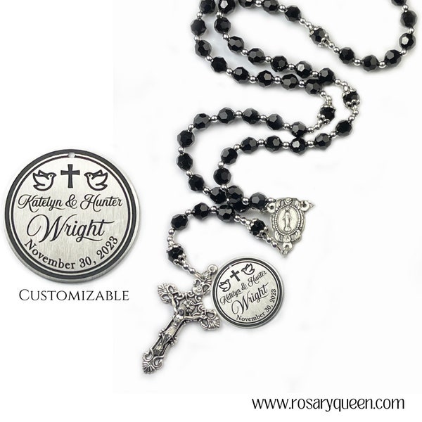 Wedding Rosary | Personalized Rosary | Custom Engraved | Groom | Handmade | Marriage | Holy Matrimony | Bride & Groom Gift | Catholic | Man